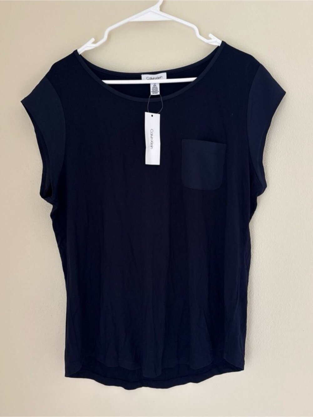 NWT Calvin Klein Navy Cutoff Sleeve Shirt Size Large